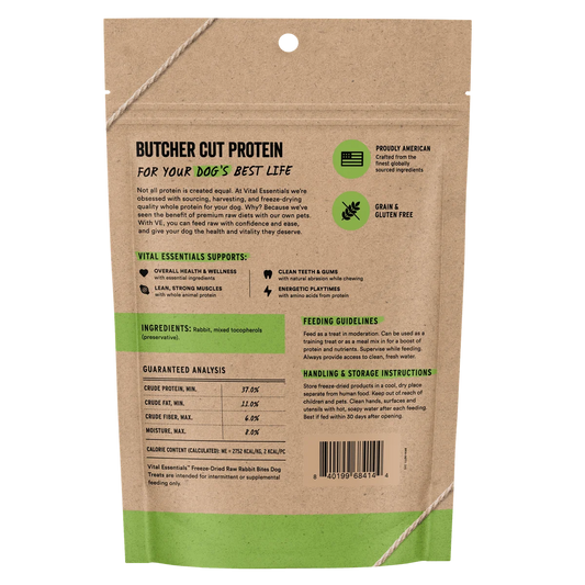 Vital Essentials® Freeze-Dried Rabbit Bites Dog Treats 2 oz