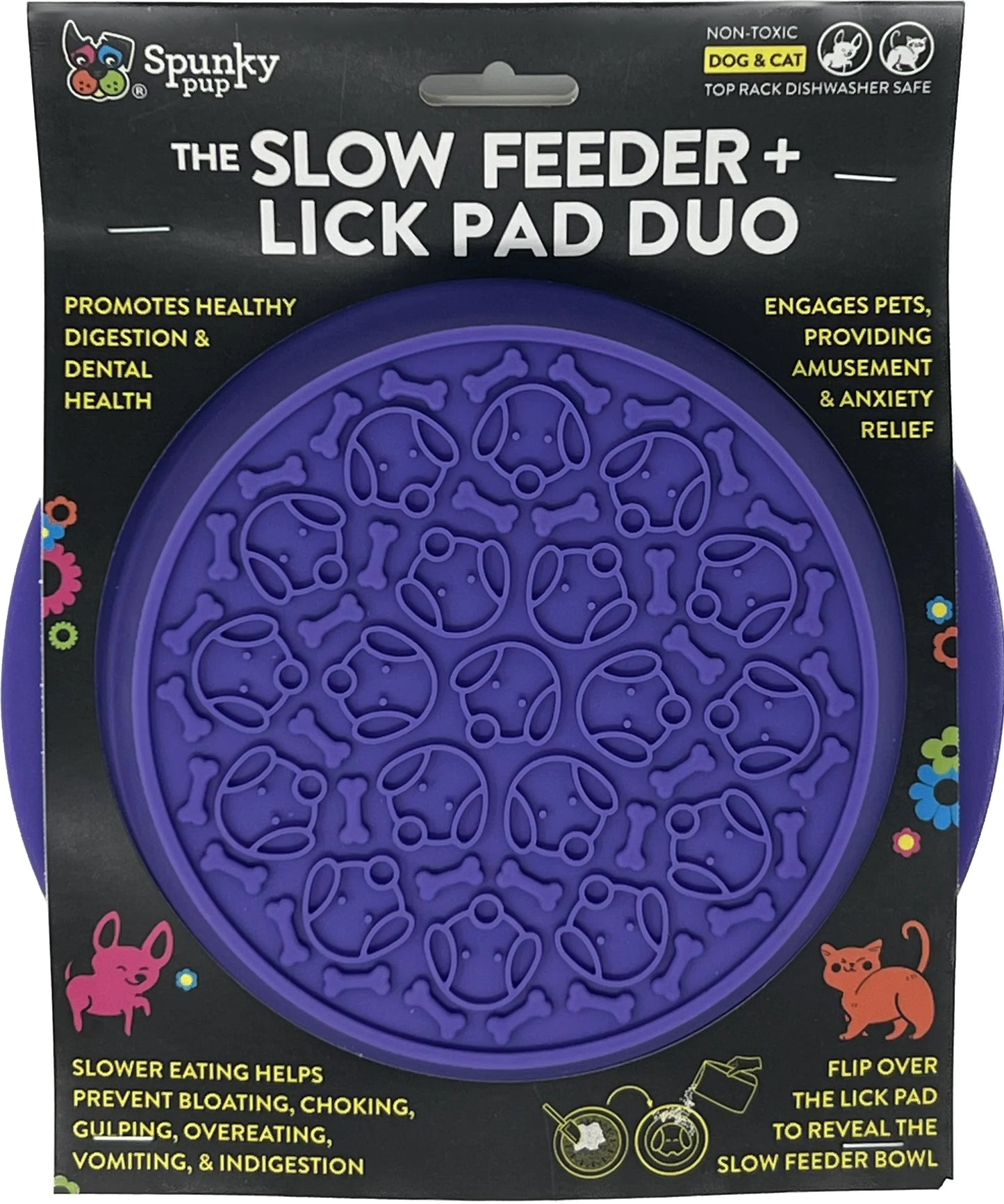 Spunky Pup® Slow Feeder & Lick Pad Duo Combo Bowl