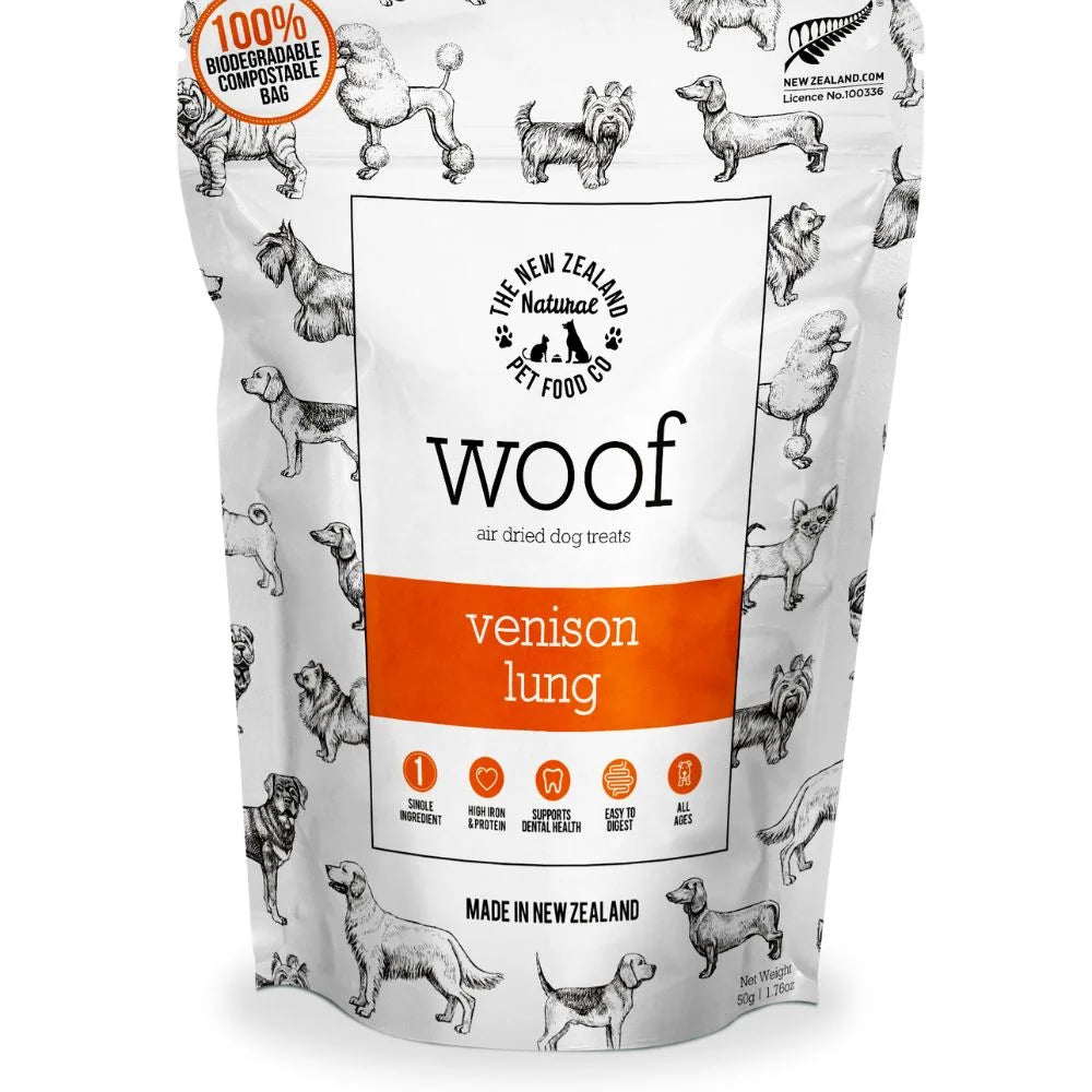 NZPF Air Dried Woof Treats - Venison Lung 50g