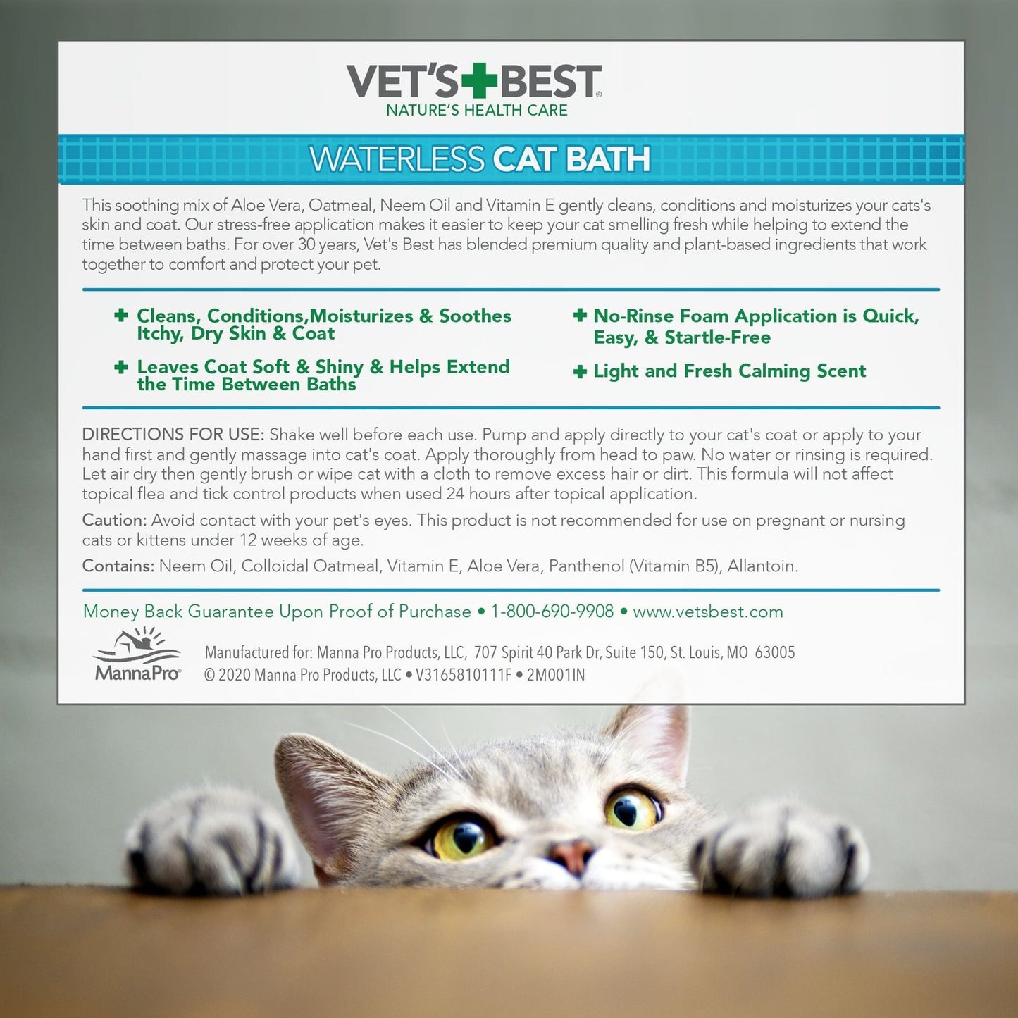 Vets Best Waterless Cat Bath Cat 4oz