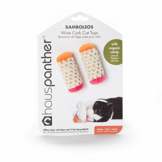 Hauspanther Bamboleos Wine Cork Cat Toys with Organic Catnip (Set of 2 Toys)