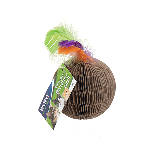 Ware™ Corrugated Feather Ball Cat Toy