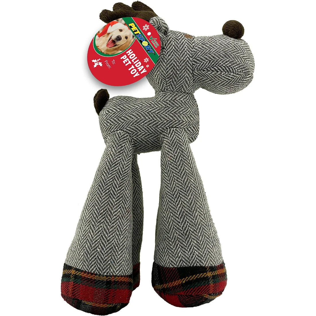 Holiday Herringbone Reindeer Plush 11"