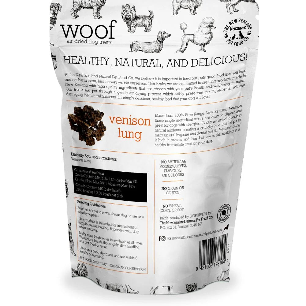 NZPF Air Dried Woof Treats - Venison Lung 50g