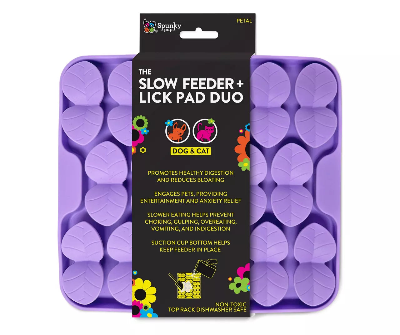 SPUNKY PUP® SLOW FEEDER & LICK PAD DUO PETAL