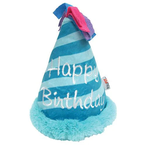 foufouBRANDS™ Birthday Hat Crinkle Plush Dog Toy