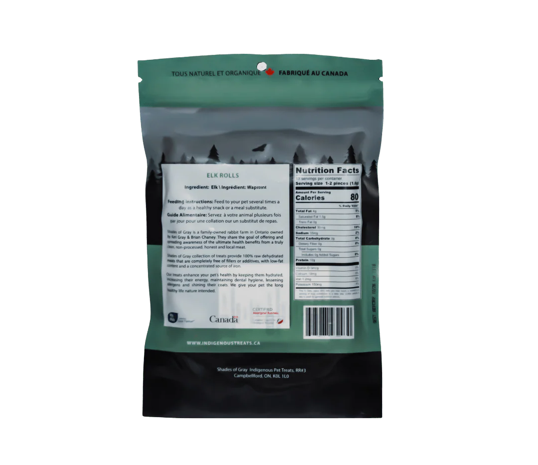 Shades of Gray Indigenous Pet Treats Elk Rolls - Dog & Cat Treats