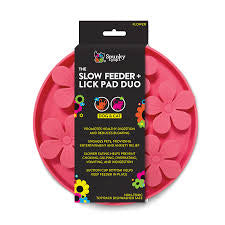 SPUNKY PUP® SLOW FEEDER & LICK PAD DUO FLOWER PINK/PURPLE