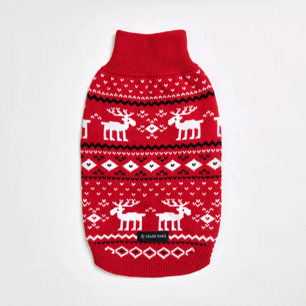 Dasher Knit Dog Sweater (Red)