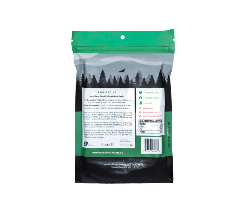 Shades of Gray Indigenous Pet Treats Rabbit Rolls - Dog & Cat Treats