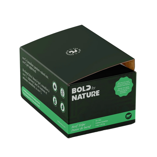 Bold by Nature Beef Tripe Frozen Dog Food 3 lb (16 x 3 oz patties)