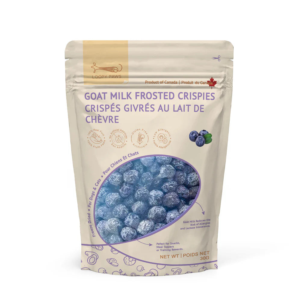 Loopy Paws – Goat Milk Frosted Crispies – Blueberry – 30g