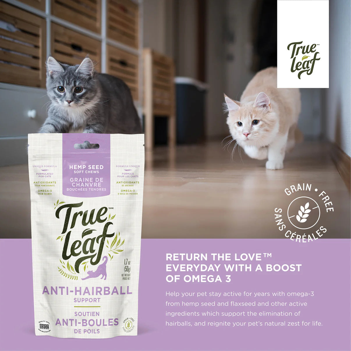 Trueleaf Hairball Support Chews for Cats (50g)