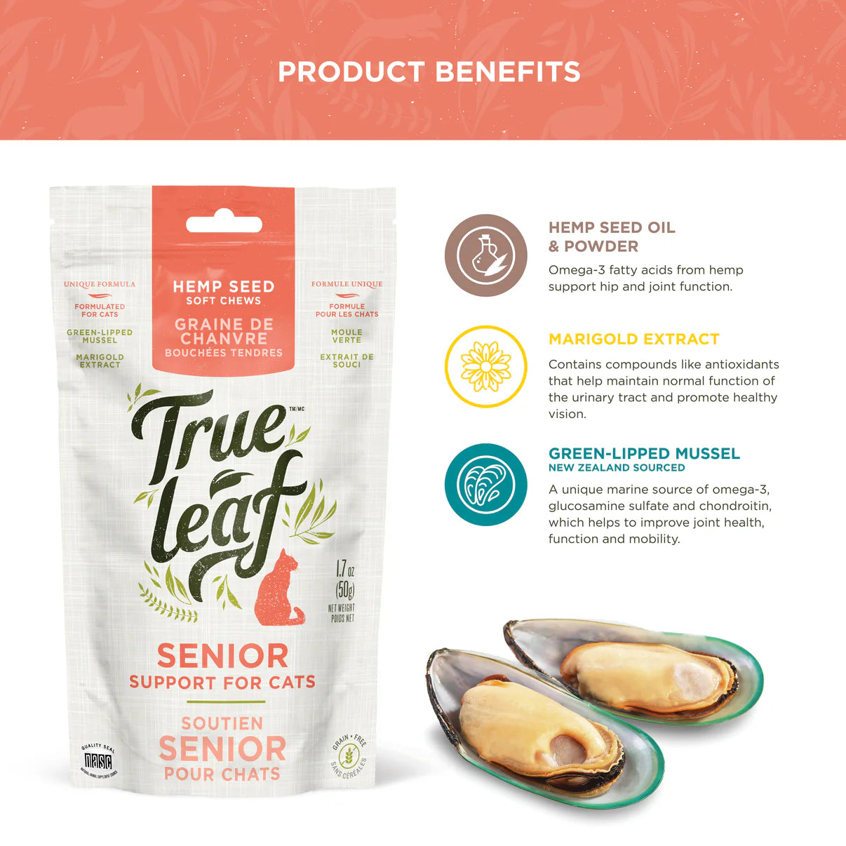 Trueleaf Senior Support Chews for Cats (50g)