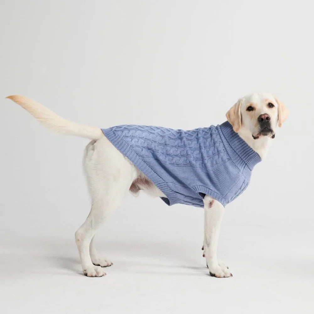 Cable Knit Dog Sweater - Blue Grey