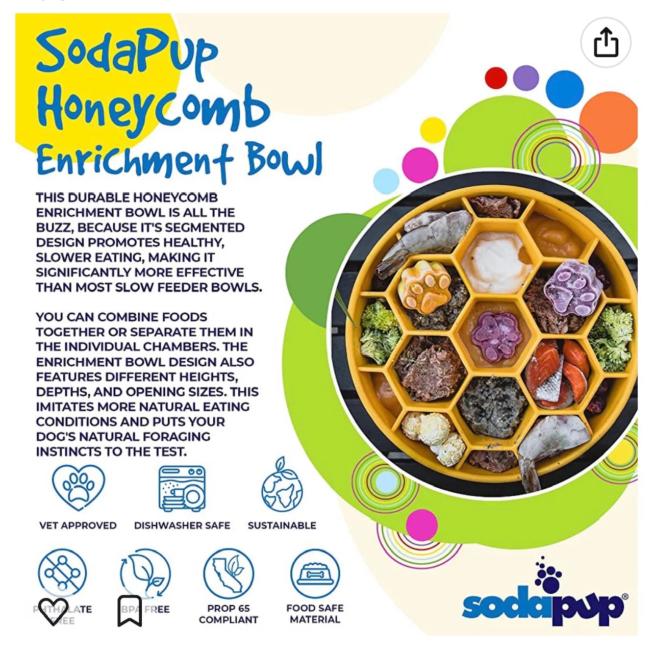 SodaPup Honeycomb Slow Feeder Bowl Blue