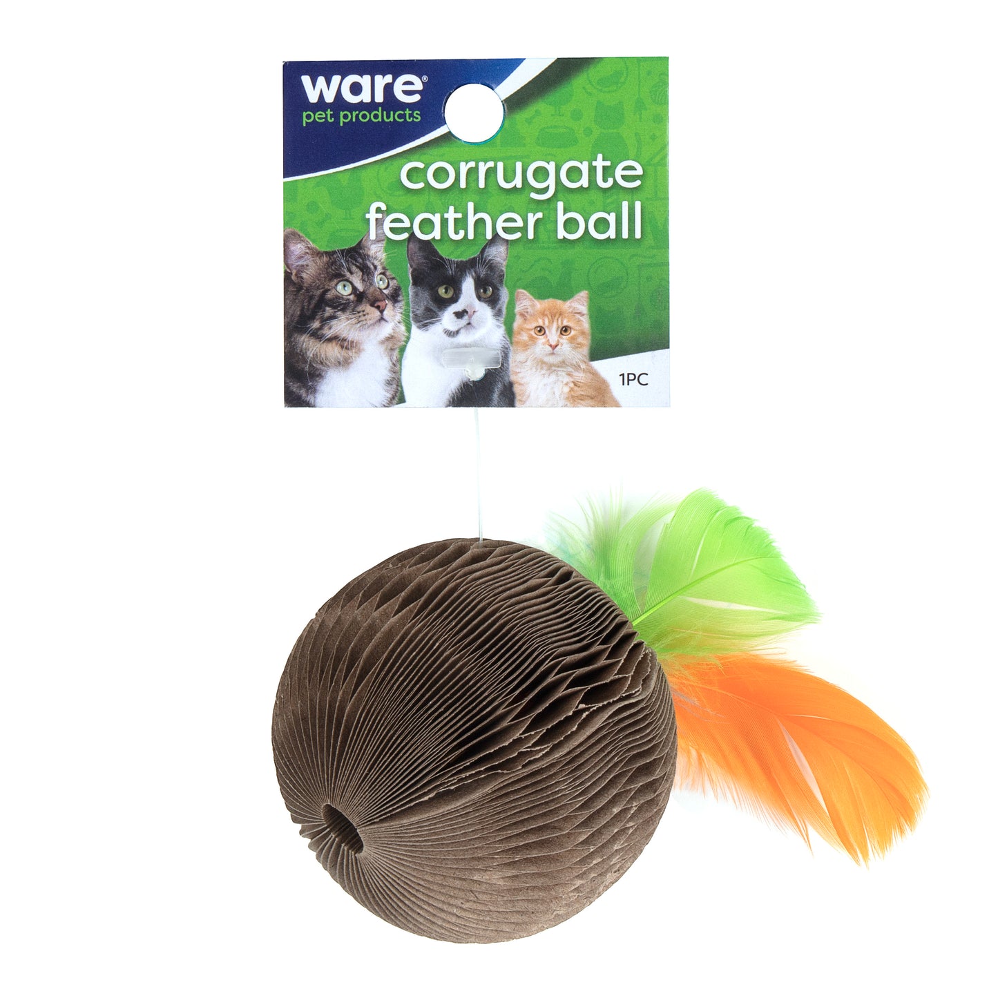 Ware™ Corrugated Feather Ball Cat Toy